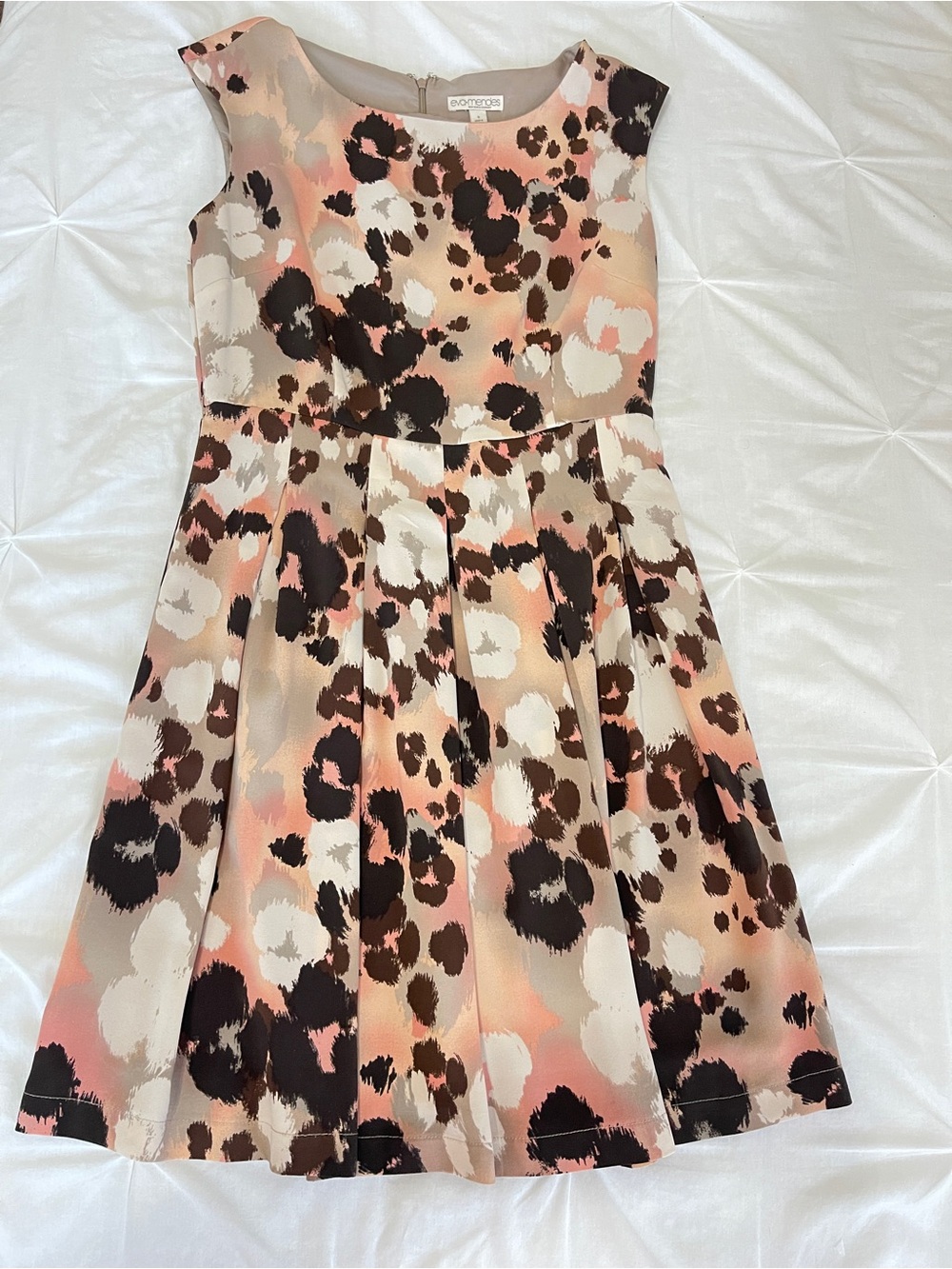 Sleeveless Floral Spot Fit & Flare Midi Dress - Pink/Brown